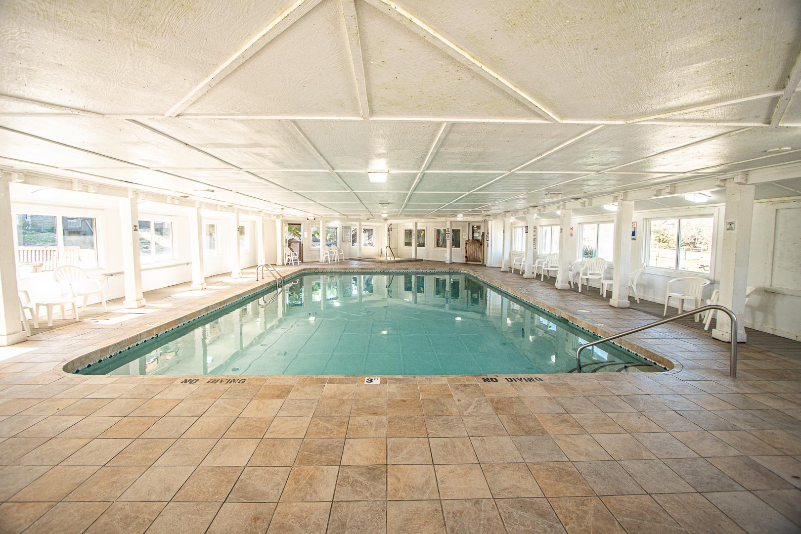 An expansive indoor swimming pool at VRI's Barrier Island Station in North Carolina.